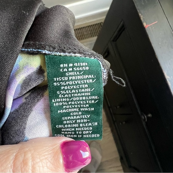 Lauren Ralph Lauren Black and Blue Floral Sheath Dress Size 10 - Picture 6 of 8